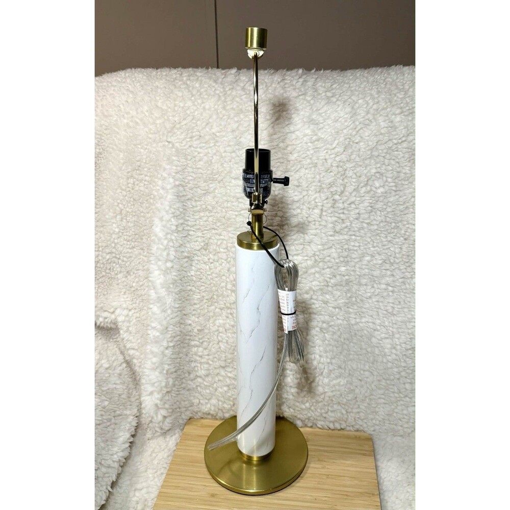 White Faux Marble Table Lamp Gold Base Threshold Lamp Modern Decor READ - Picture 3 of 6